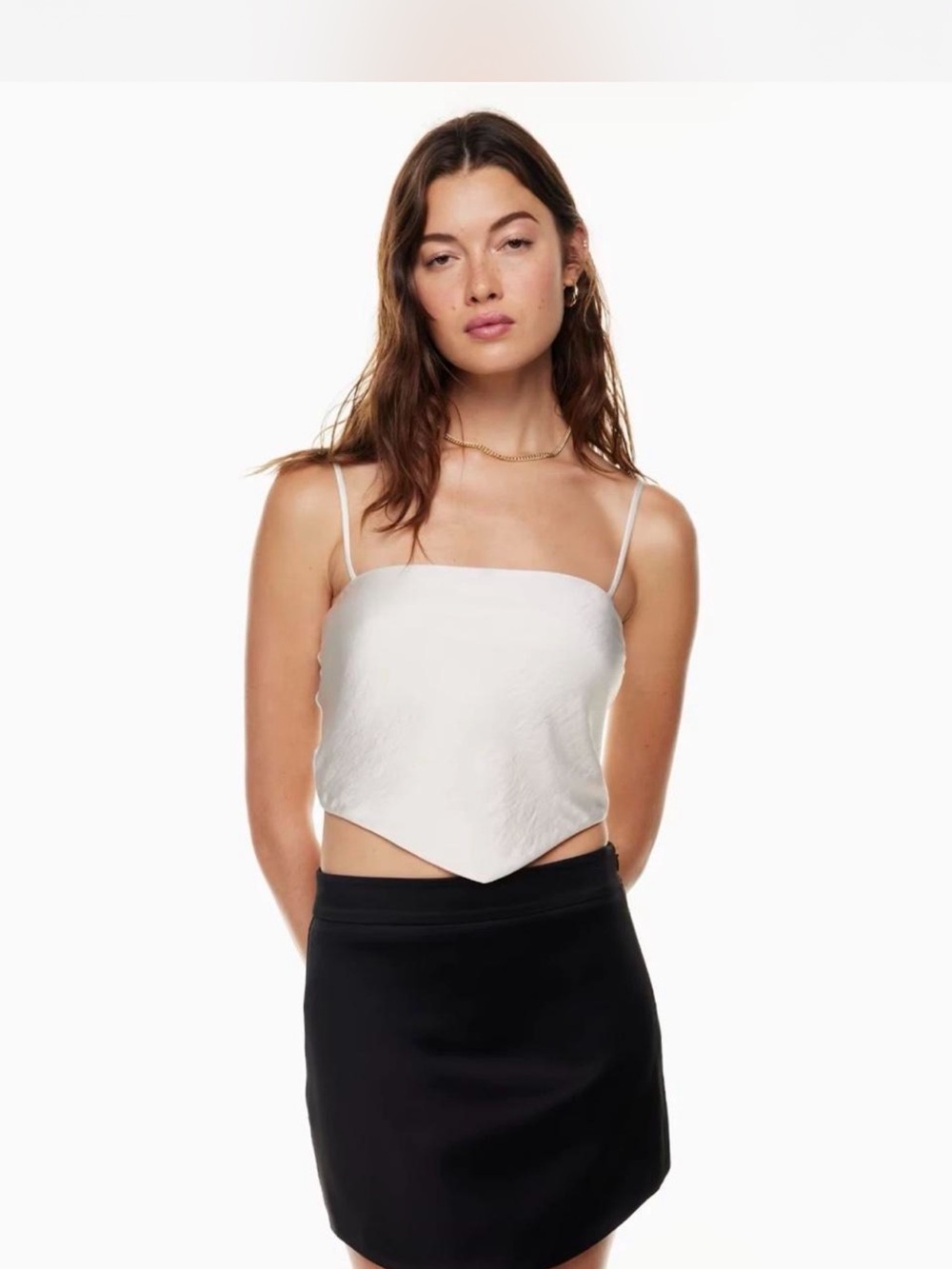 Aritzia Sunday Best Ivory White Elektra Satin Tie Back Camisole Size Medium